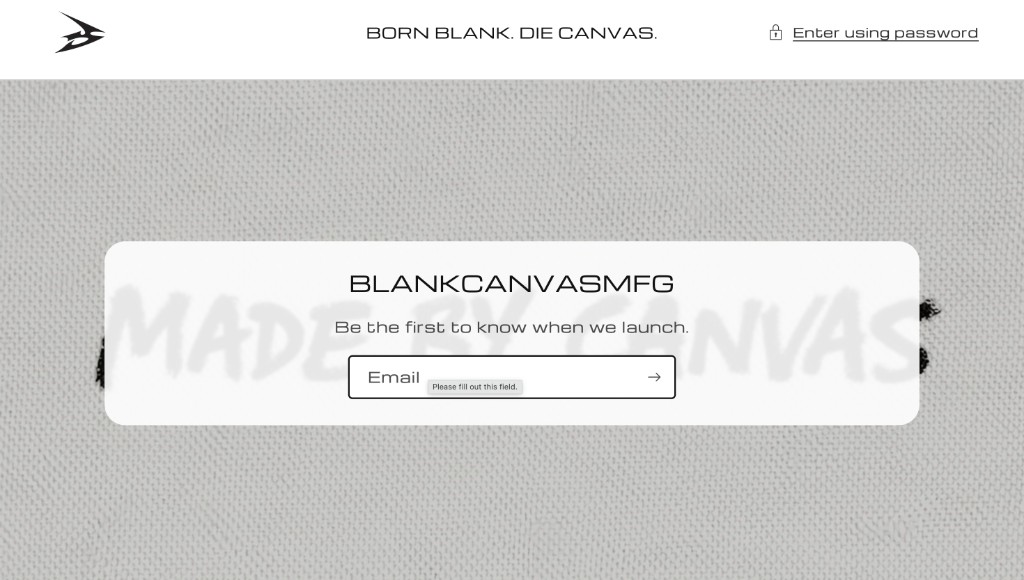Blank Canvas MFG — website preview